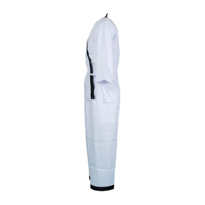 BMA Ribbed Fabric White Open Uniform W/ Black Trim