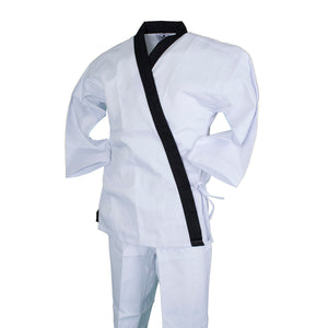 BMA Ribbed Fabric White Open Uniform W/ Black Trim