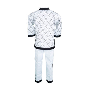 BMA White Black Trim Hapkido Uniform With Diamond Stitching