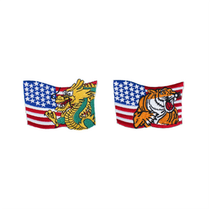 Wavy USA Flag Patch With Animal