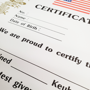 Certificate "Keub" With USA Flag Logo