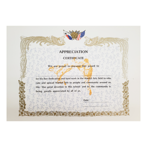 Certificate "Appreciation" With Flag Logo