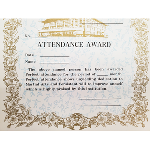 Certificate "Attendance" With Old WTF Logo